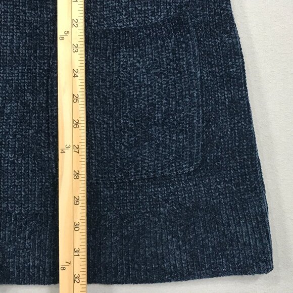 Matty M Sweater Women's XL Blue Open Front Cardigan Chenille Ribbed Pockets Cozy - Picture 12 of 13